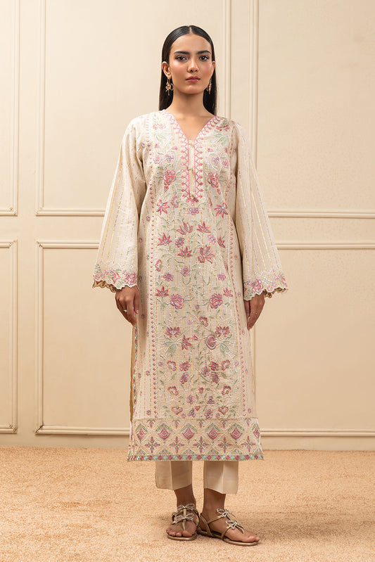 2 PIECE EMBROIDERED DOBBY JACQUARD SUIT (PRET)
