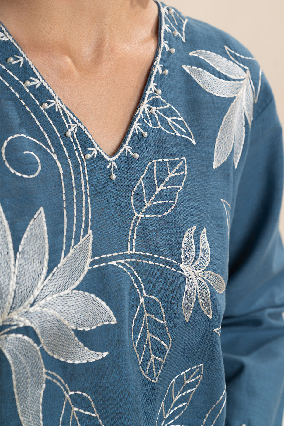 1 PIECE EMBROIDERED TWO WAY SLUB TOP (PRET)