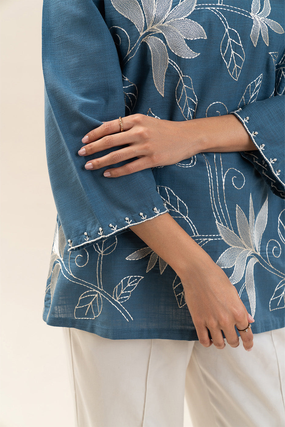 1 PIECE EMBROIDERED TWO WAY SLUB TOP (PRET)