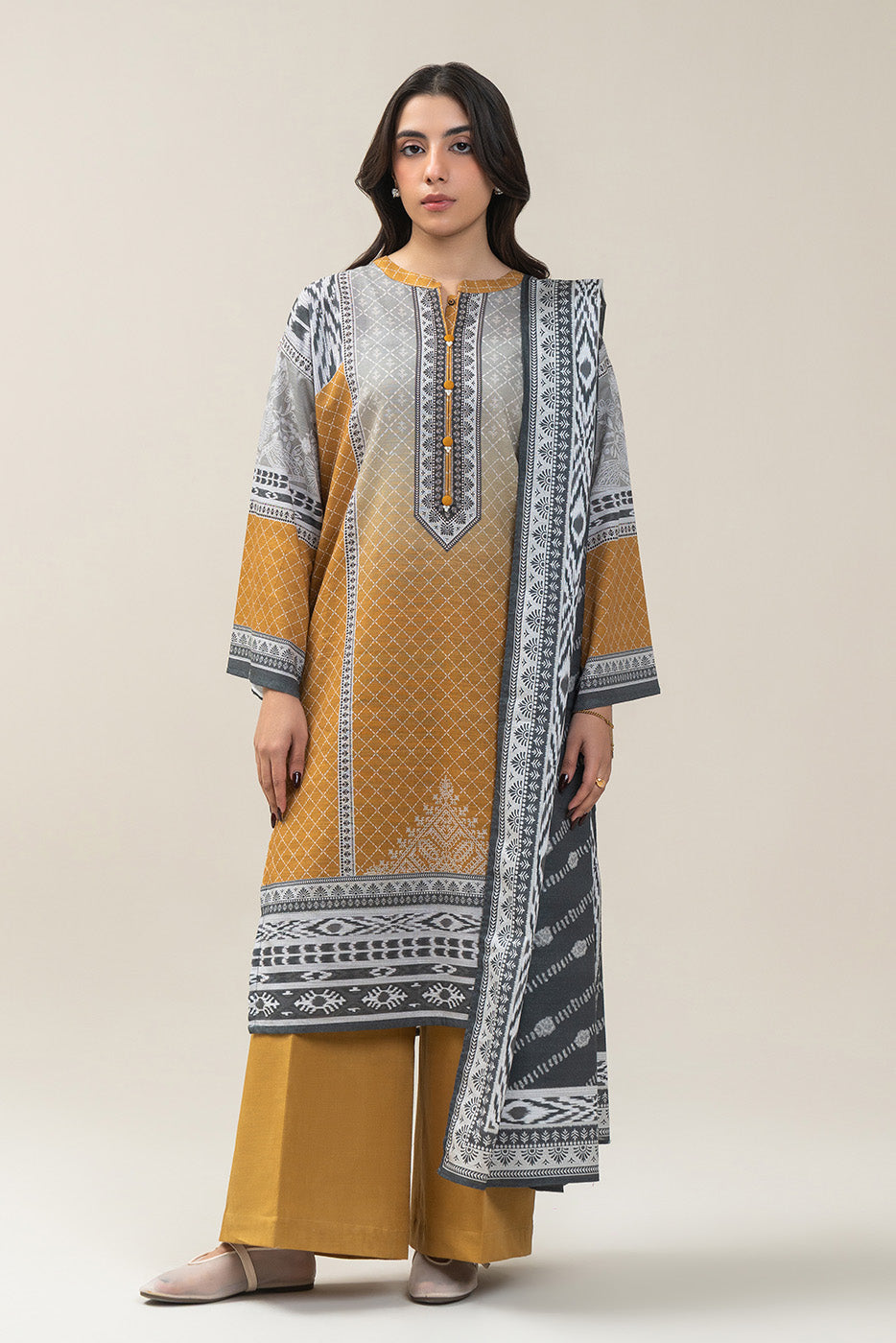 3 PIECE PRINTED LAWN SUIT-MEDALLION DEW SUIT
