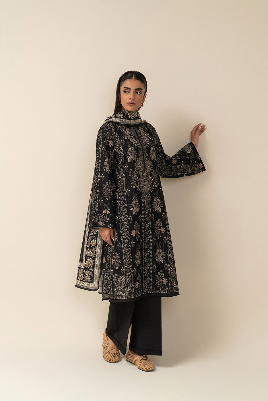 3 PIECE PRINTED LAWN SUIT-RAVEN REEF (UNSTITCHED)