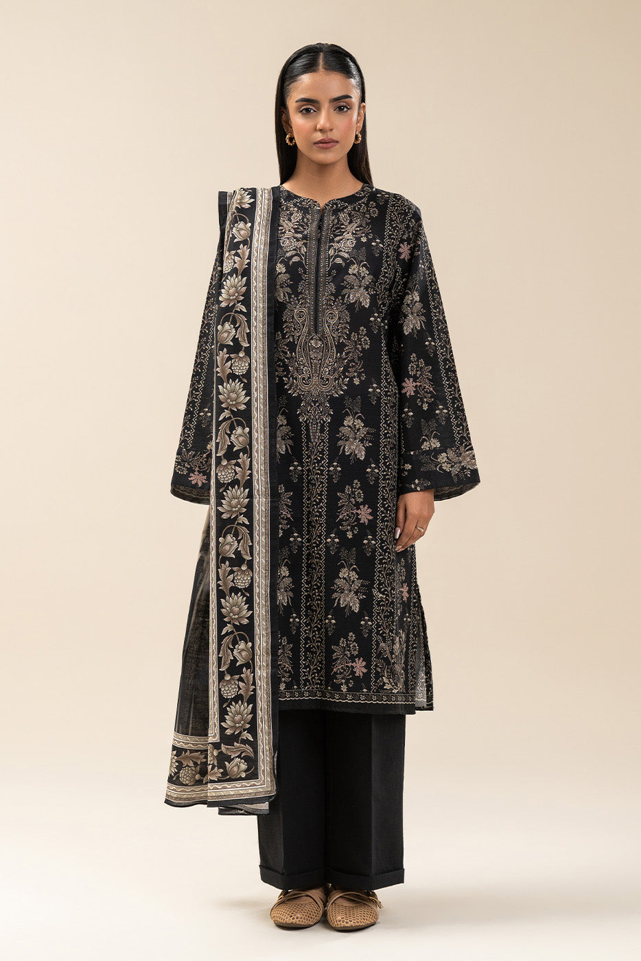3 PIECE PRINTED LAWN SUIT-RAVEN REEF (UNSTITCHED)